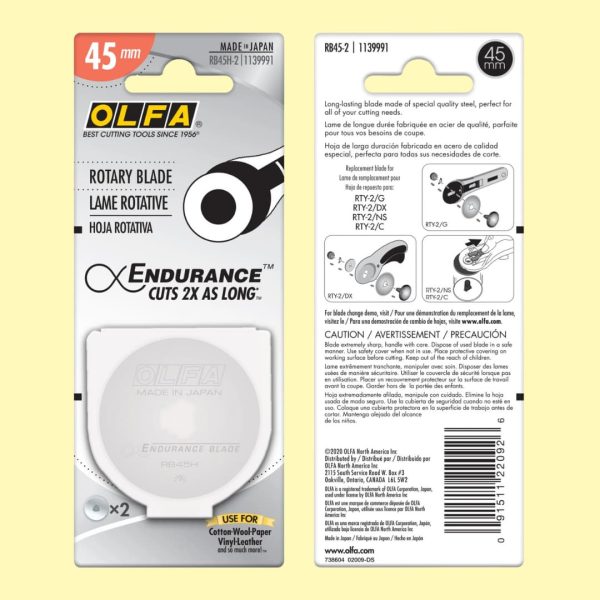 Olfa Endurance Rotary Replacement Blades (45mm, 2-pack)